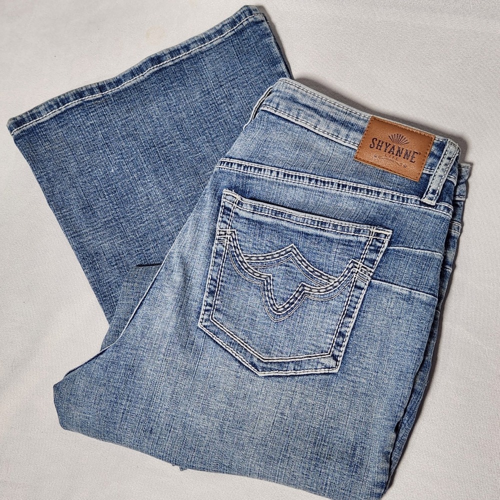 Shyanne Life Womens Bootcut Flare Jeans Medium Wash Blue Denim Size‎ 34